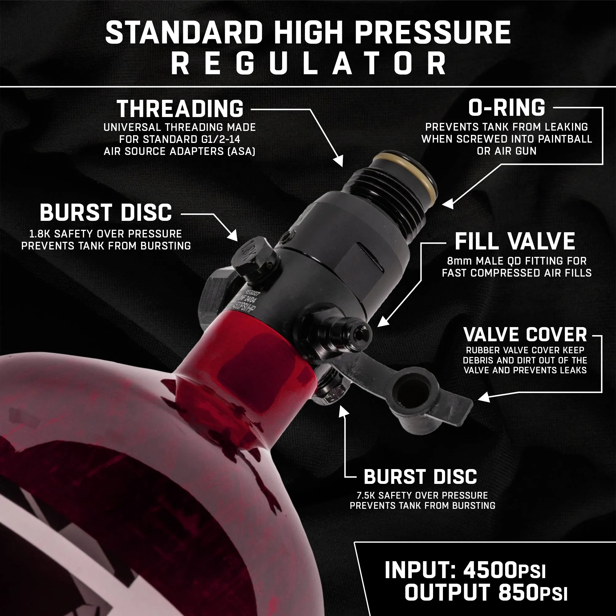 AeroLite Carbon Fiber Tank - 68ci / 4500psi  - Red