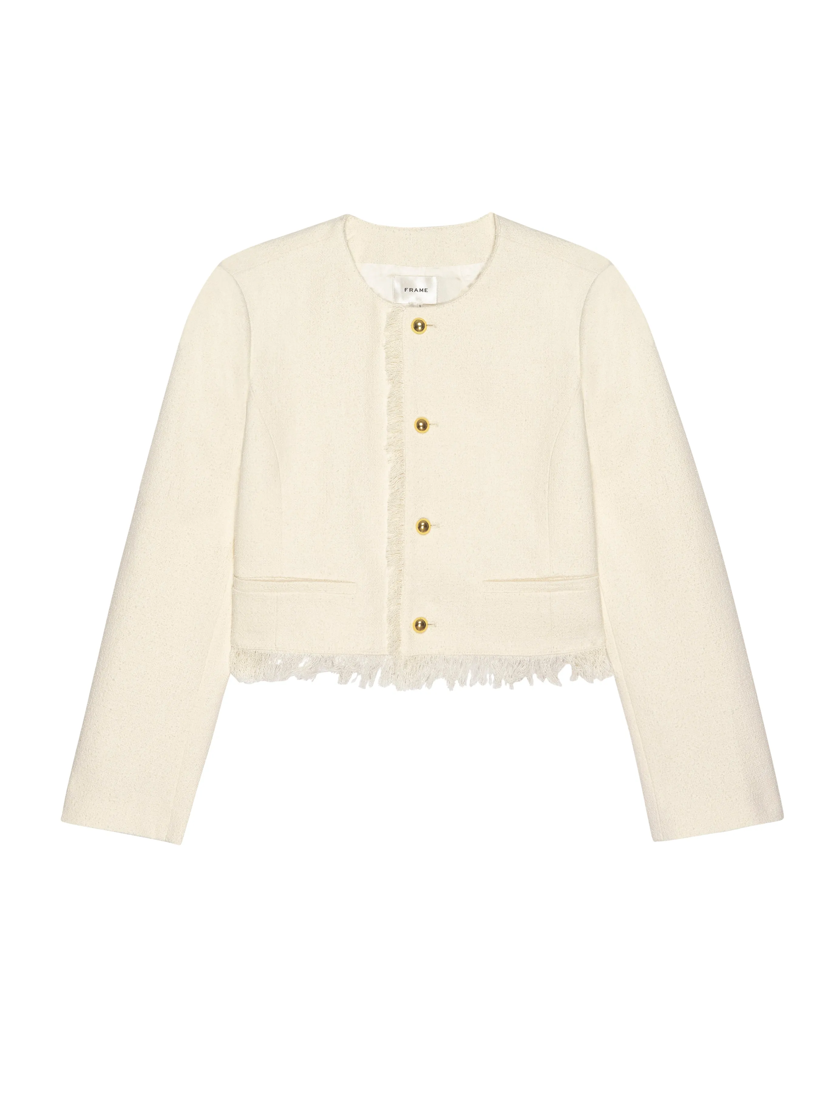 Frame The Tweed Fringe Jacket White