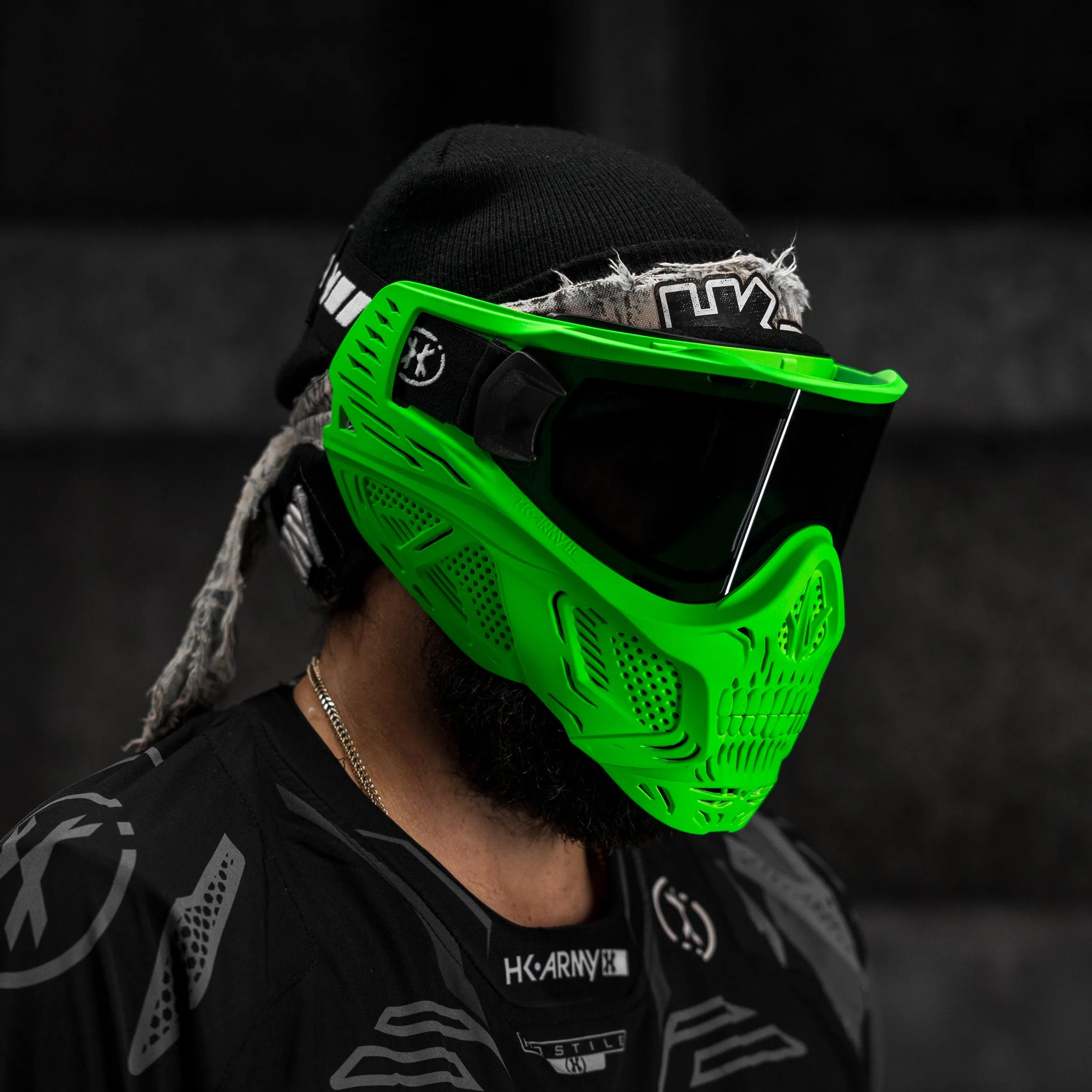 HSTL Skull Goggle Neon Green w/ Smoke Lens