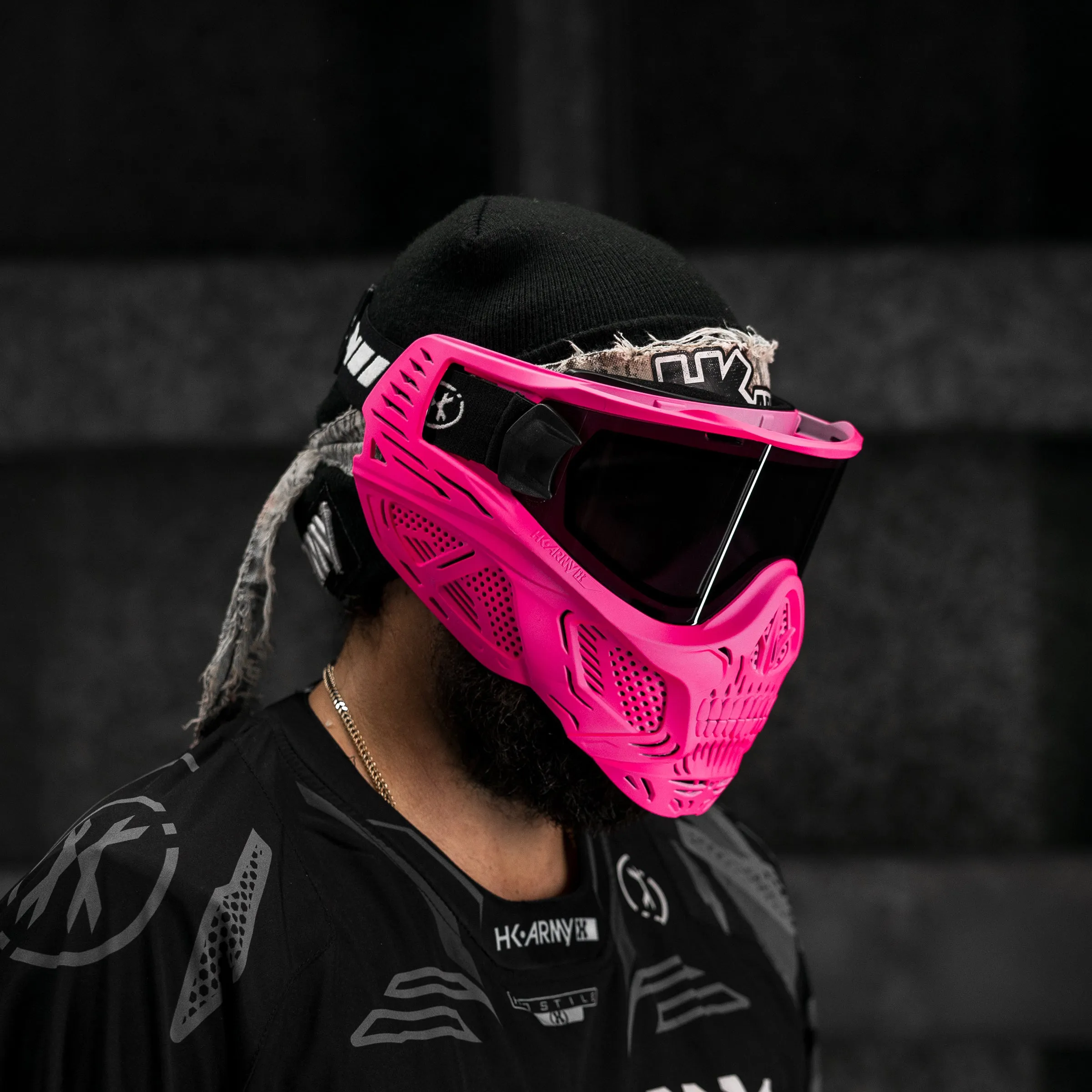 HSTL Skull Goggle Neon Pink w/ Smoke Lens