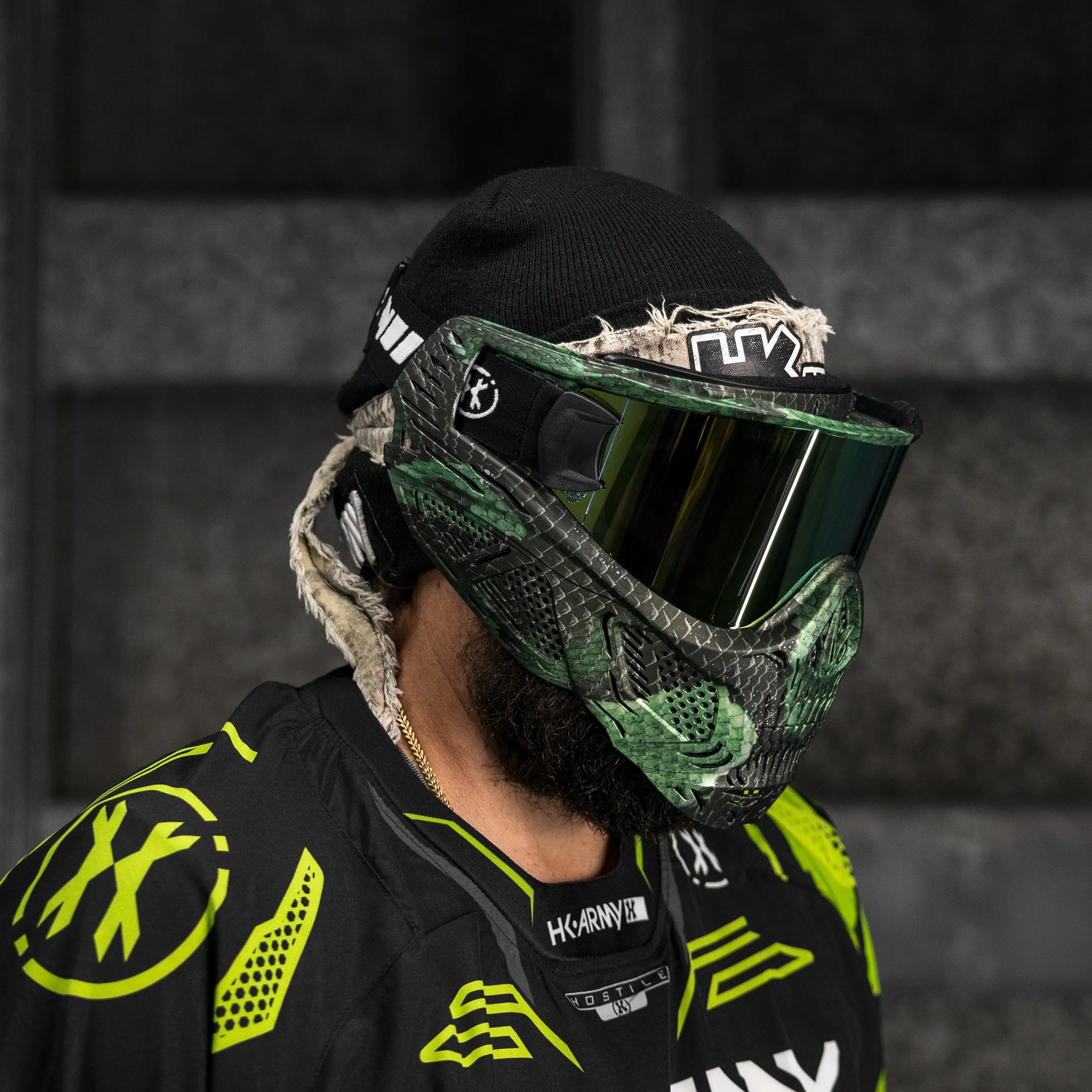 HSTL Skull Goggle Snake Green w/ Gold Lens