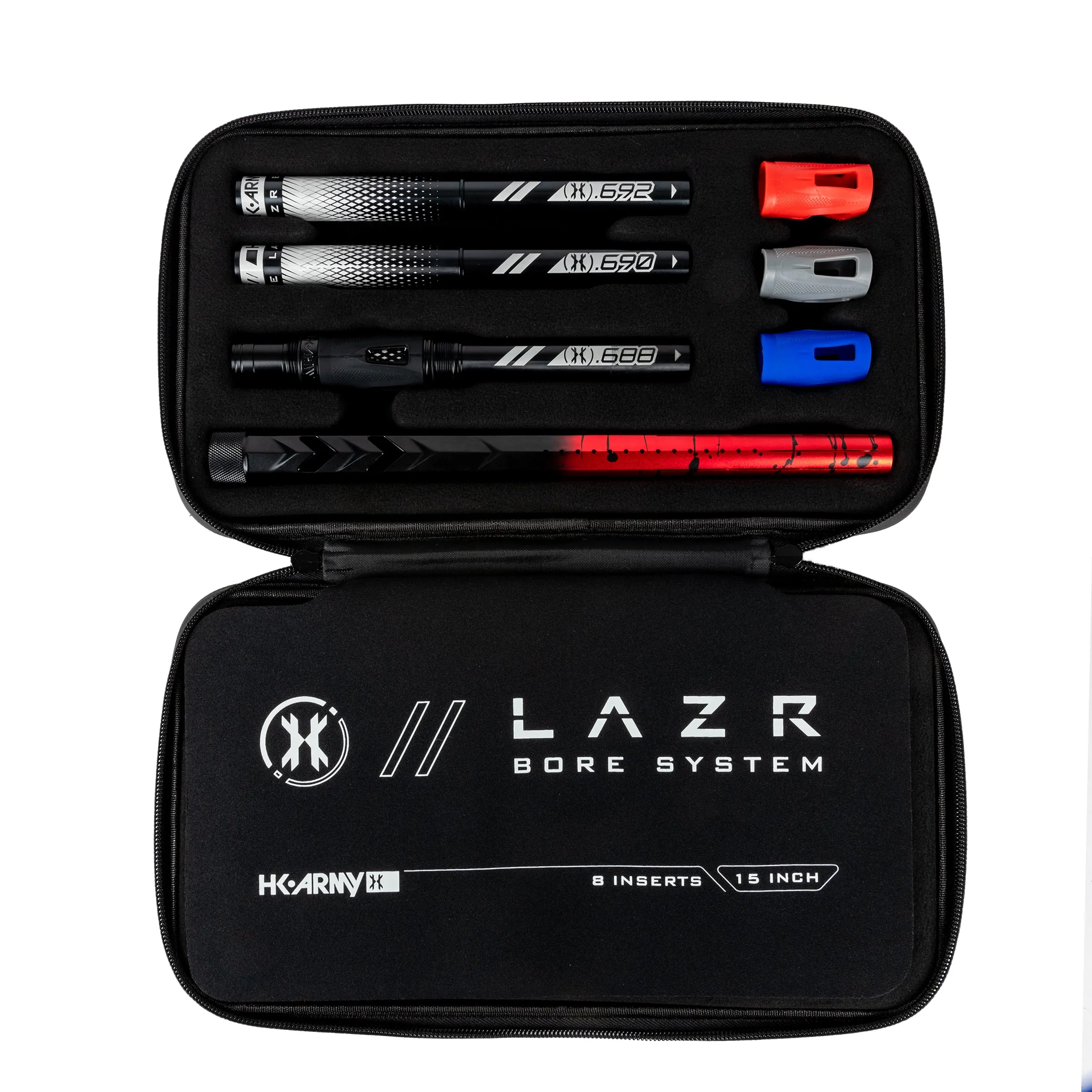 LAZR Elite Fossil Barrel Kit - 15 Red/Black Splash - Black Inserts- Cocker Threads