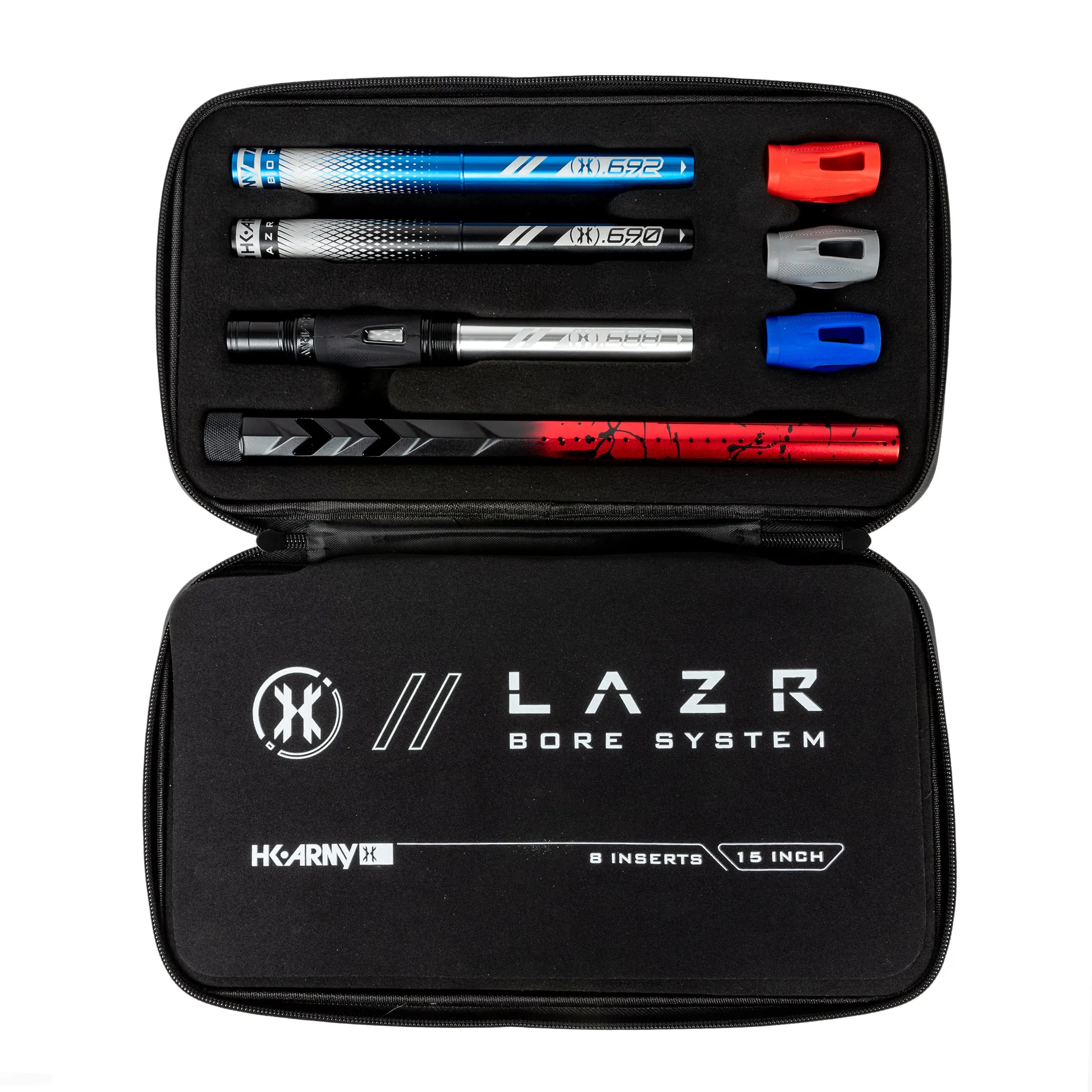 LAZR Elite Fossil Barrel Kit - 15 Red/Black Splash - Colored Inserts - Cocker Threads