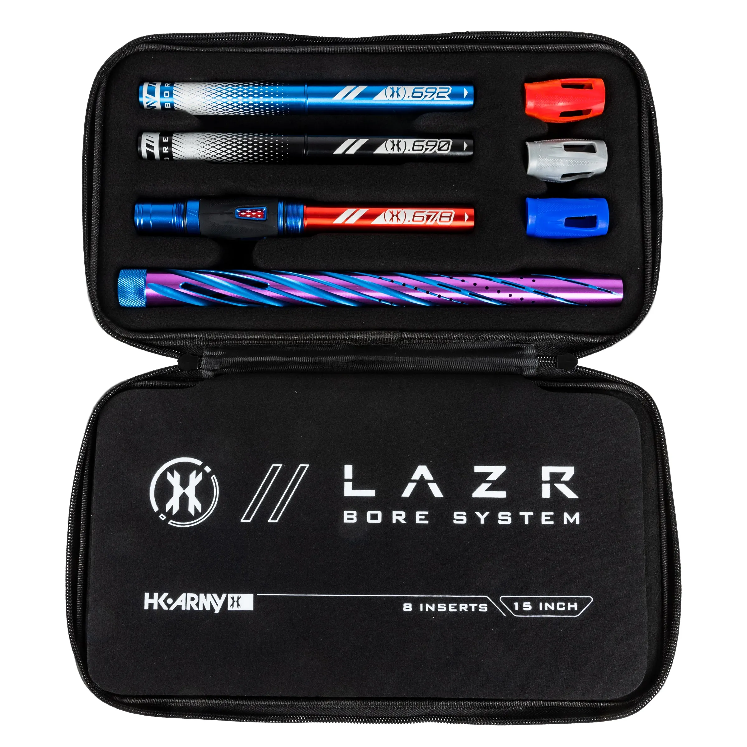 LAZR Elite Orbit Barrel Kit - 15 Blue/Purple Colored Inserts - Cocker Threads
