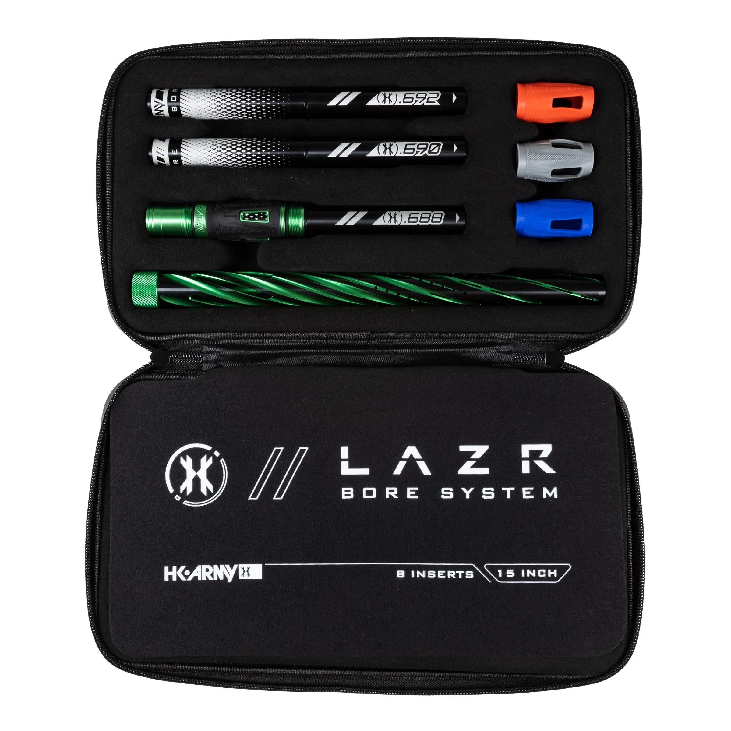 LAZR Elite Orbit Barrel Kit - 15 Dust Green/Black Inserts - Cocker Threads