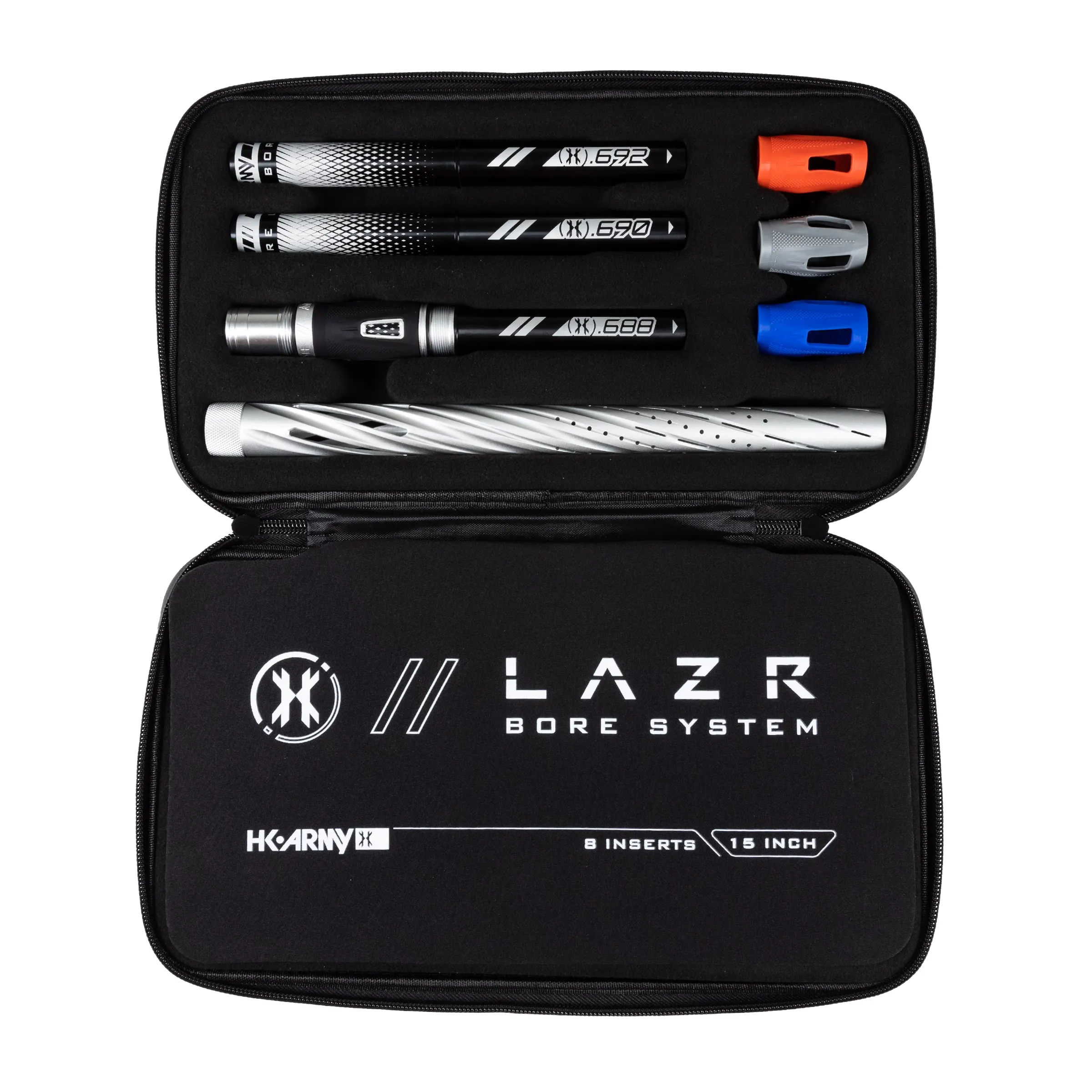 LAZR Elite Orbit Barrel Kit - 15 Dust Silver/Black Inserts - Cocker Threads