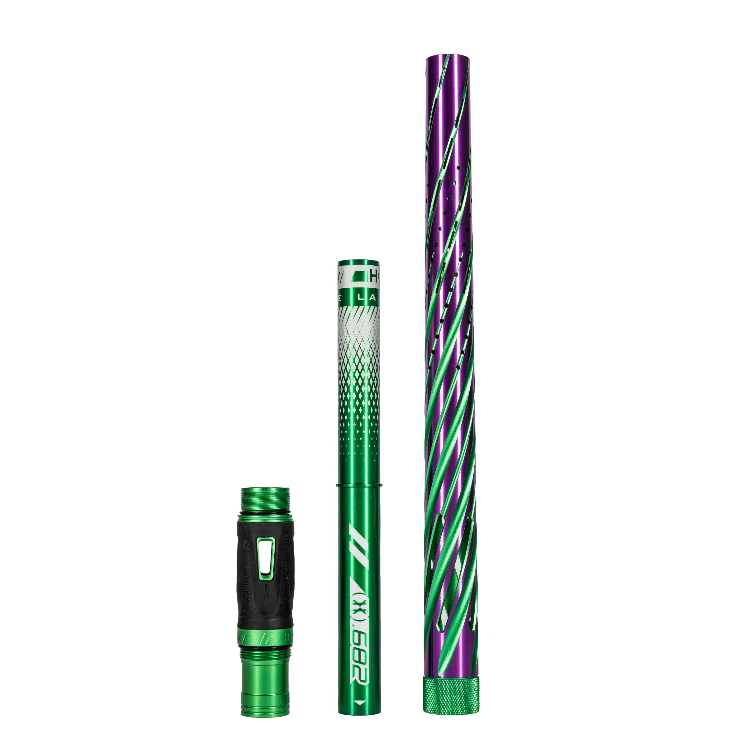 LAZR Elite Orbit Barrel Kit - 15 Green/Purple Colored Inserts - Cocker Threads