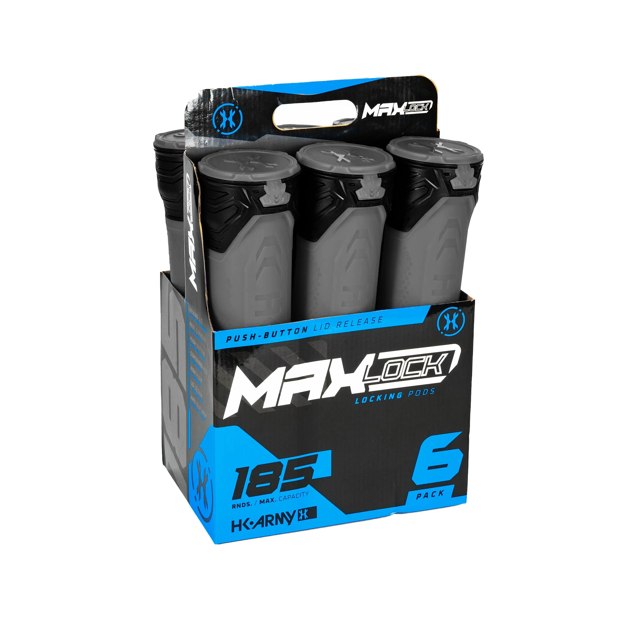 MaxLock Pods - Lock Lid 185 Rounds - Graphite 6-Pack