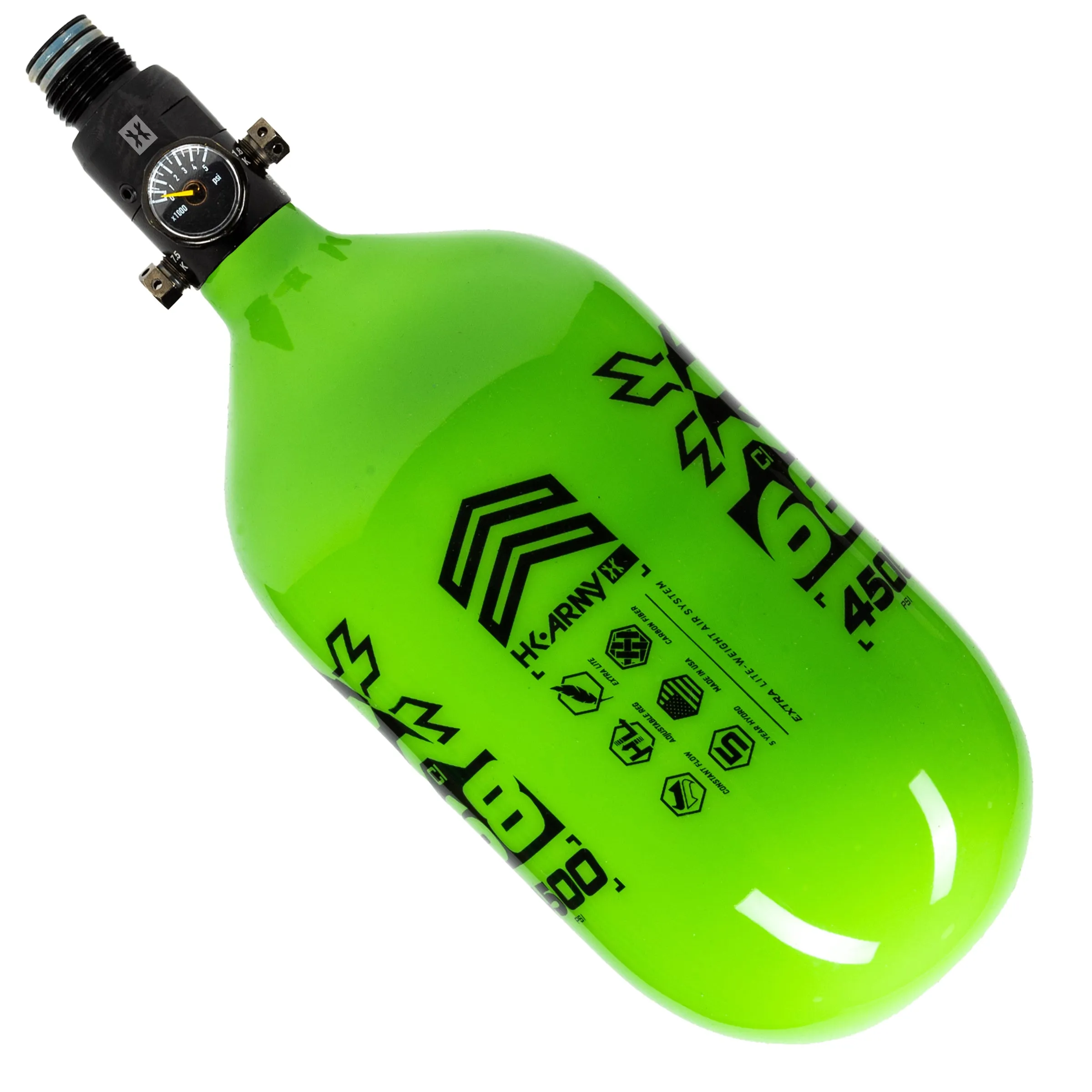 Rush - 68ci / 4500psi EXTRA LITE Standard Reg Air System - Neon Green/Black