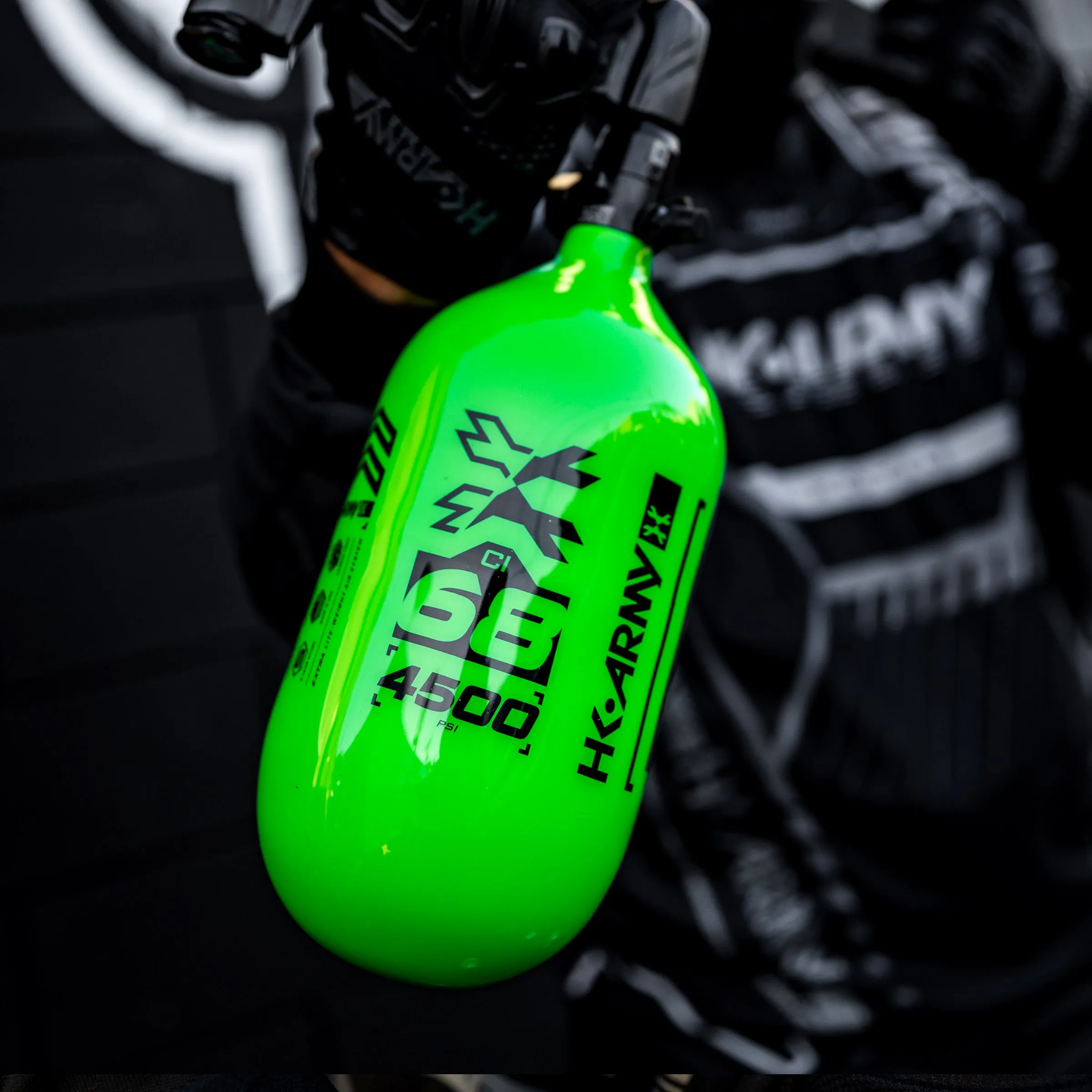 Rush - 68ci / 4500psi EXTRA LITE Standard Reg Air System - Neon Green/Black