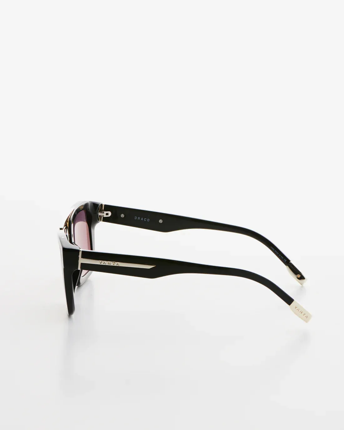 VANTA Draco Sunglasses - Gloss Black & Gold Metal