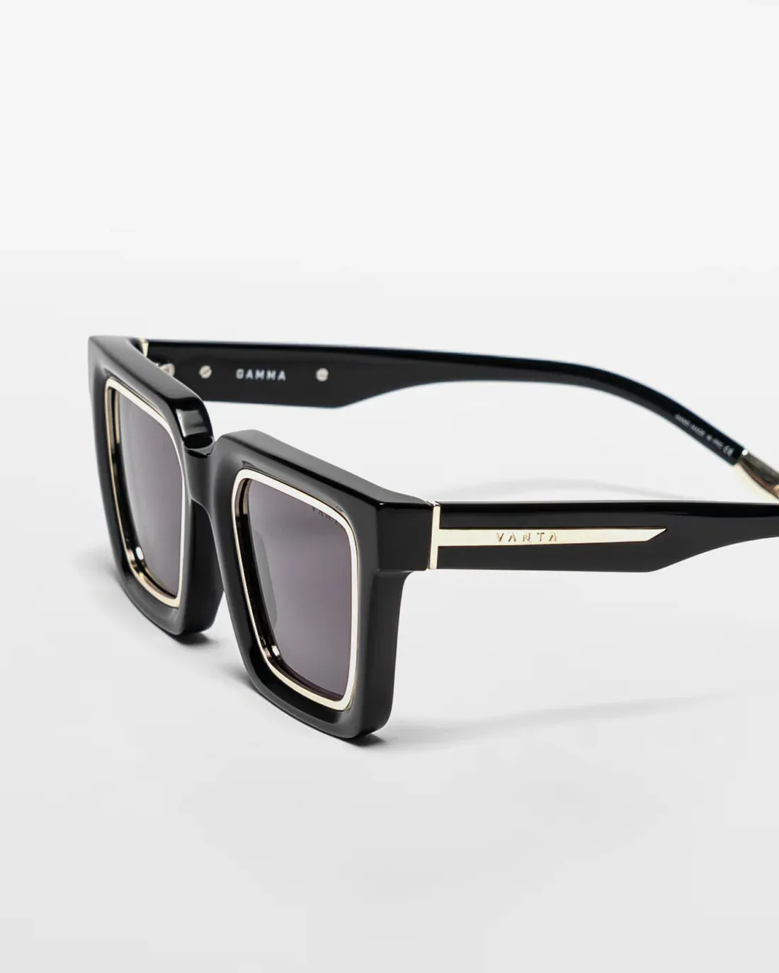 VANTA Gamma Sunglasses - Gloss Black & Gold Metal